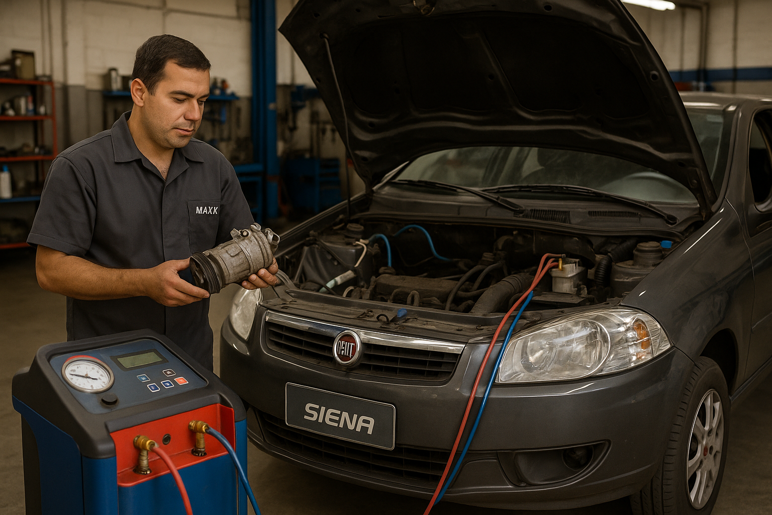 Recarga de gás após compressor ruim