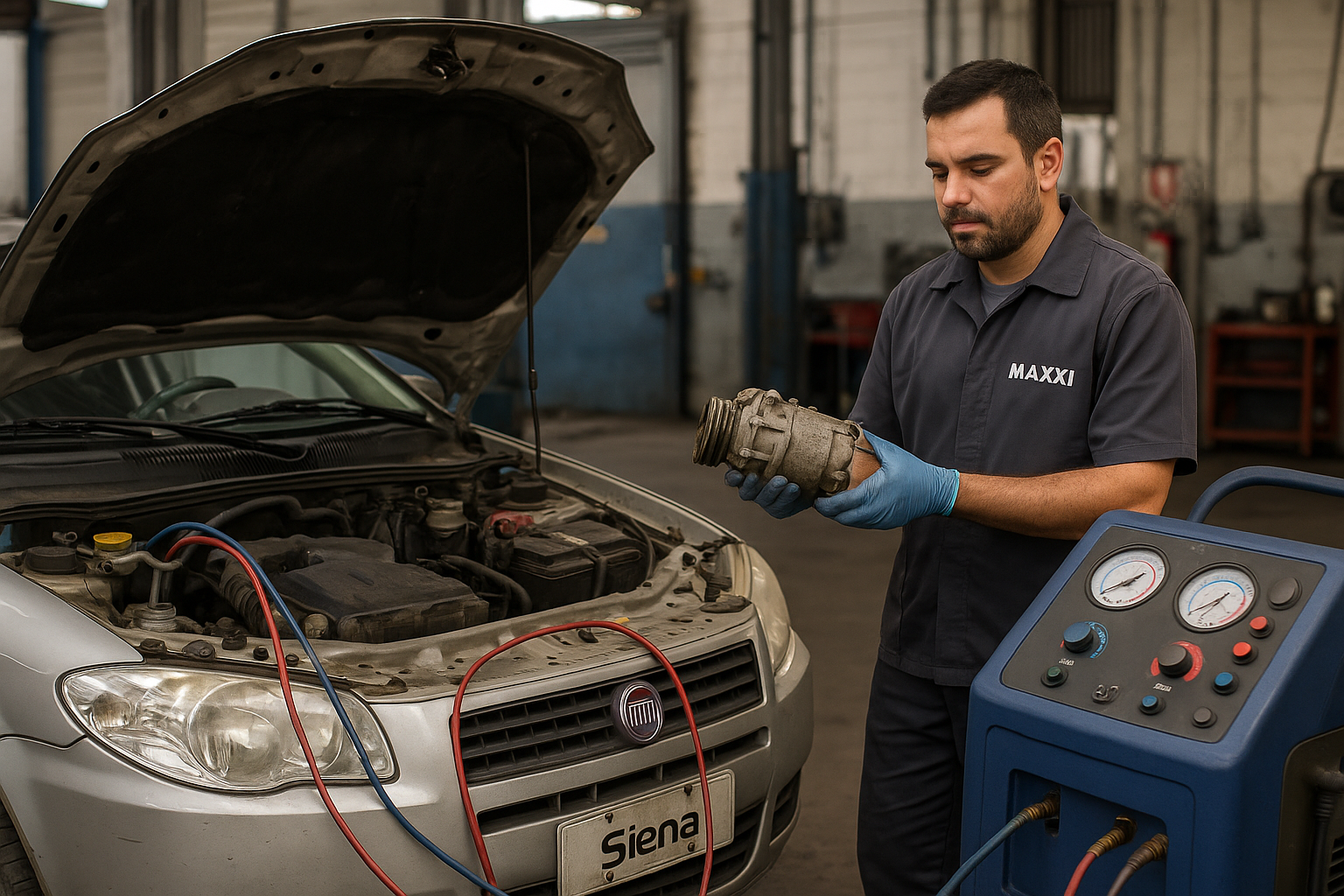 Diagnóstico de compressor ruim em Siena
