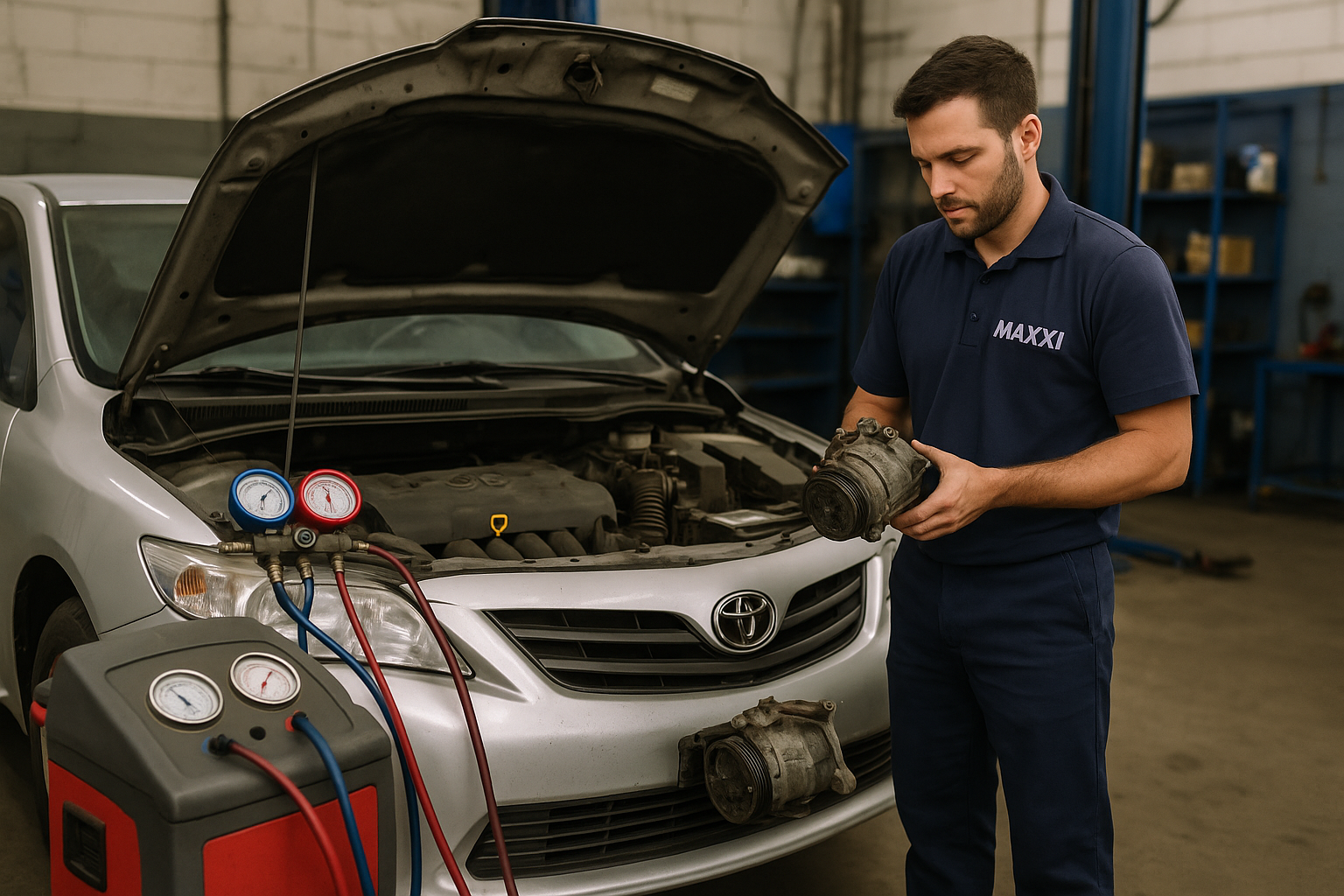 Substituição de compressor de Corolla